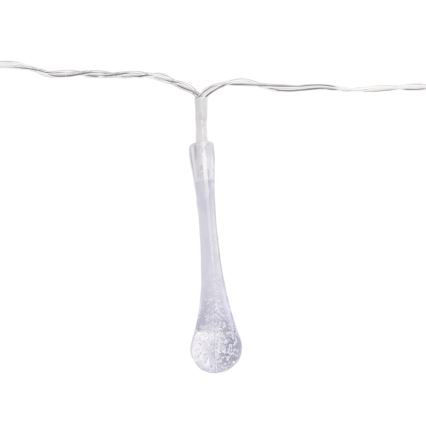 Aigostar - Ghirlandă LED pentru exterior, 25 LED, 8 funcții, 3x AA, 2,5 m, IP44, picături multicolore