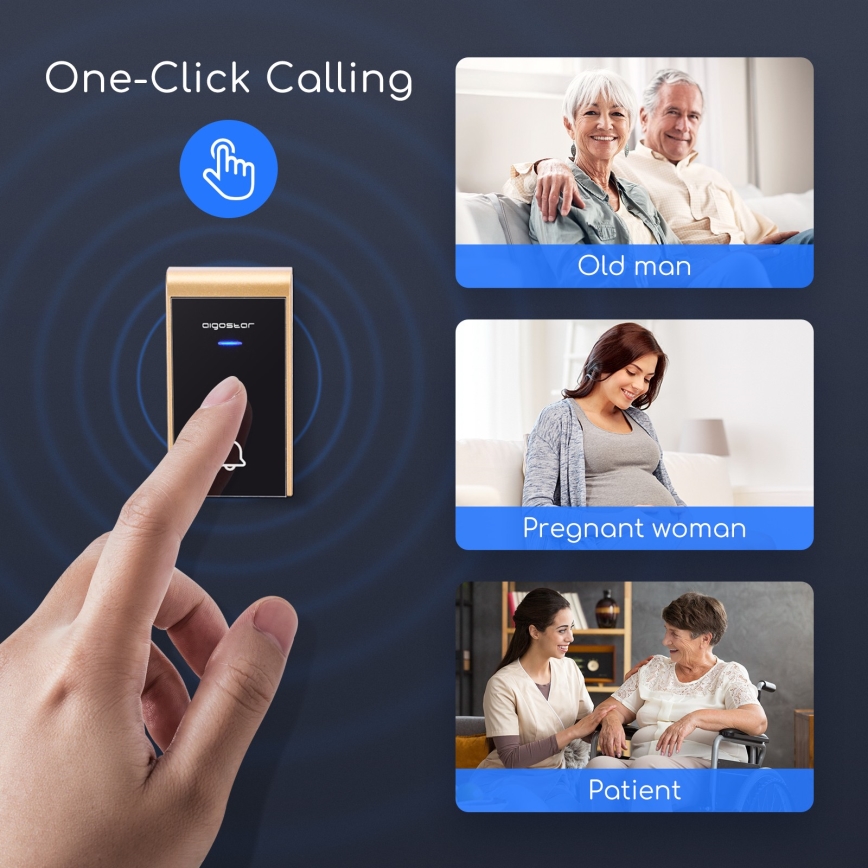 Aigostar - Sonerie wireless pentru priză 230V/12V IP44, negru