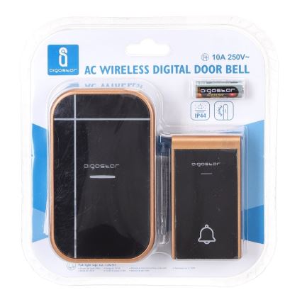 Aigostar - Sonerie wireless pentru priză 230V/12V IP44, negru