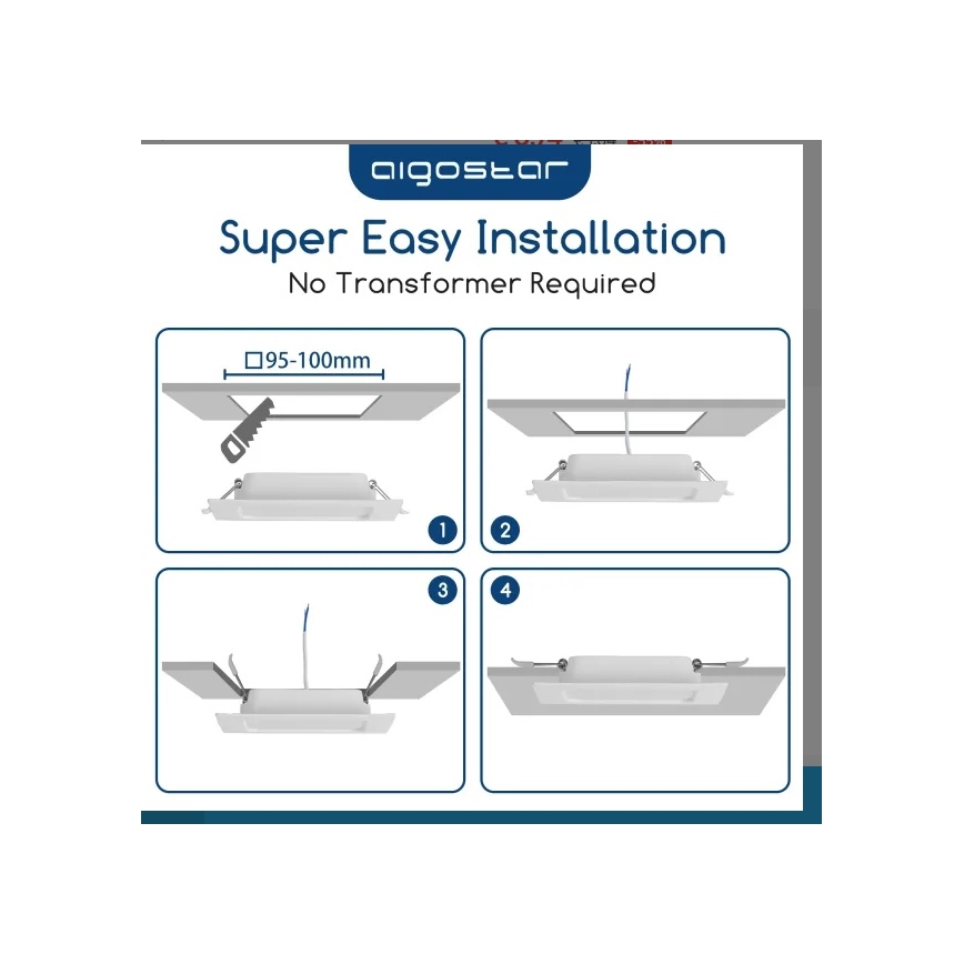 Aigostar - Spot încastrat LED/6W/230V 6500K 12x12 cm alb