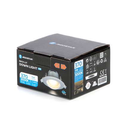 Aigostar - Spot LED încastrat LED/5W/230V 3000K Ø 8,5 cm alb