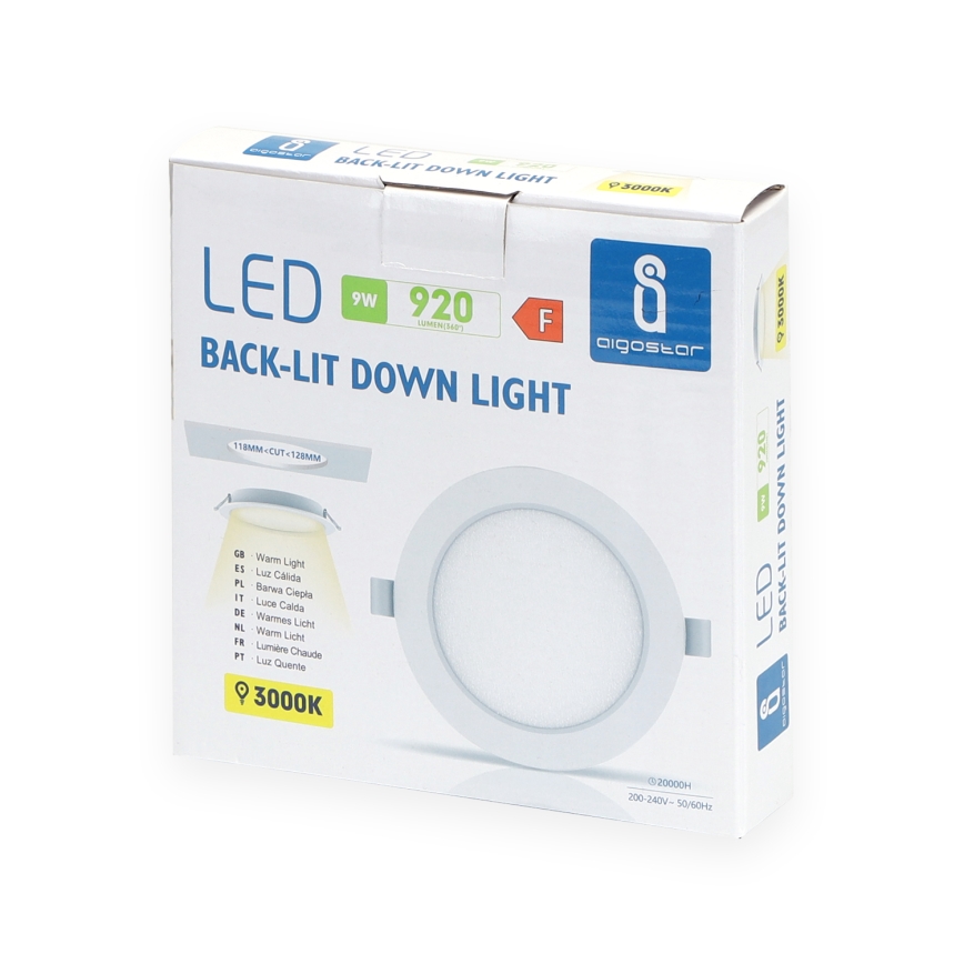 Aigostar - Spot LED încastrat LED/9W/230V 3000K Ø 14,5 cm alb