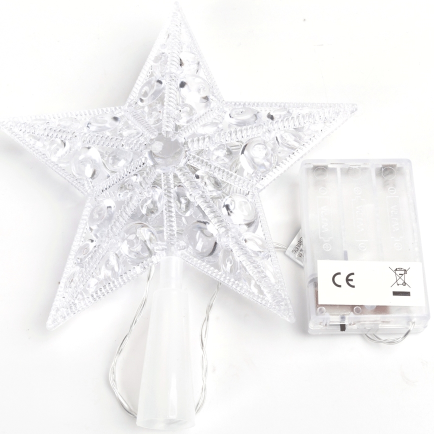 Aigostar - Stea LED pentru Crăciun, 16 LED, alimentare 3xAA, alb cald