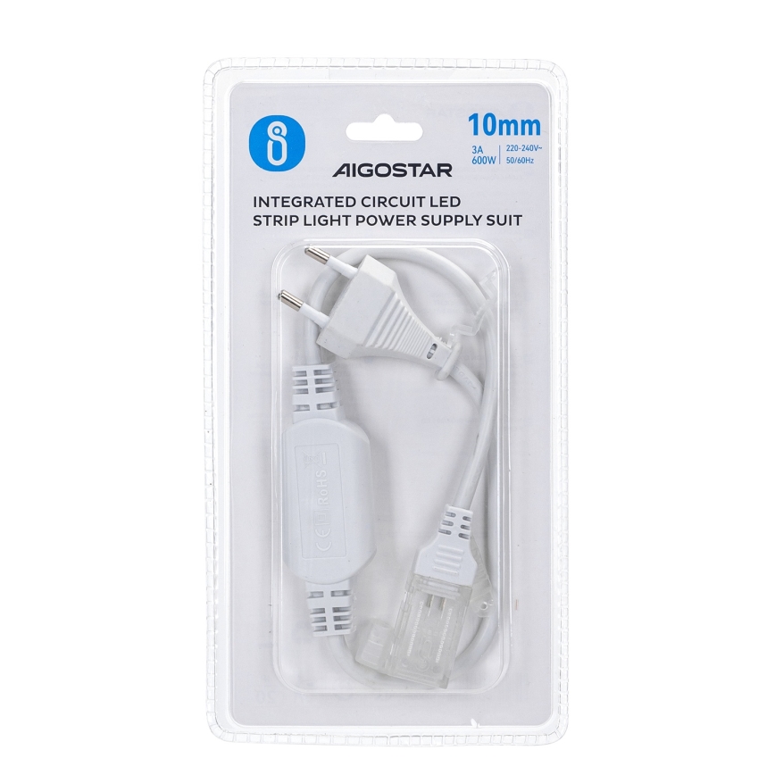 Aigostar - Sursă de alimentare pentru bandă LED de 10 mm, 600W/230V, alb