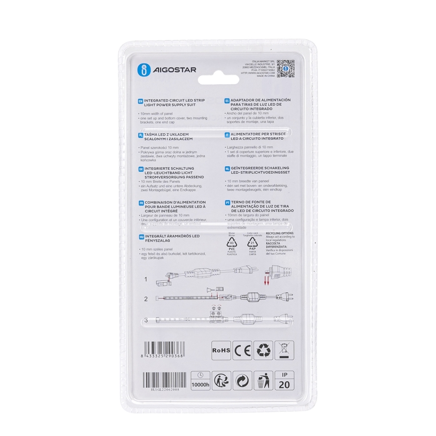 Aigostar - Sursă de alimentare pentru benzi LED 10 mm 600W/230V alb