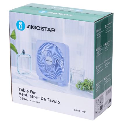 Aigostar - Ventilator de birou 30W/230V albastru