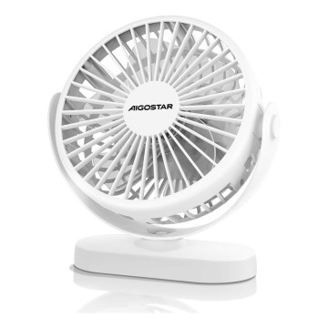 Aigostar - Ventilator de birou reîncărcabil 4W/5V 1500mAh alb