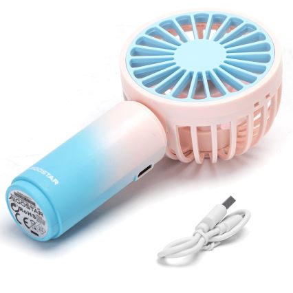 Aigostar - Ventilator de buzunar reîncărcabil 3W/5V, 500 mAh, USB, roz/albastru