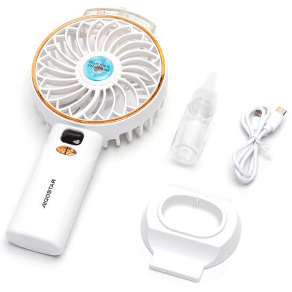 Aigostar - Ventilator de buzunar reîncărcabil 5W/5V 2400mAh USB alb
