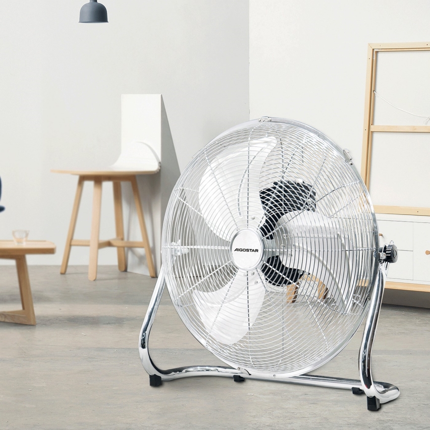 Aigostar - Ventilator de podea 100W/230V Ø 54 cm crom lucios
