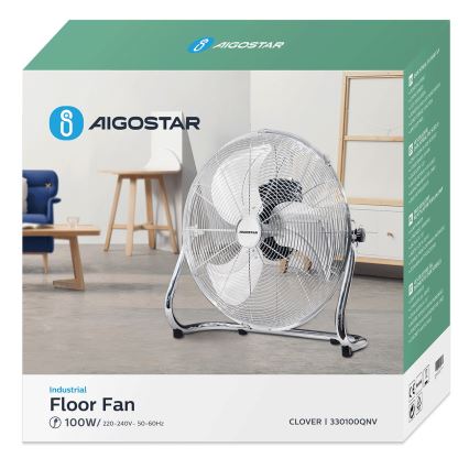 Aigostar - Ventilator de podea 100W/230V Ø 54 cm crom lucios