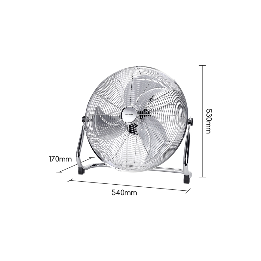 Aigostar - Ventilator de podea 100W/230V Ø 54 cm crom lucios