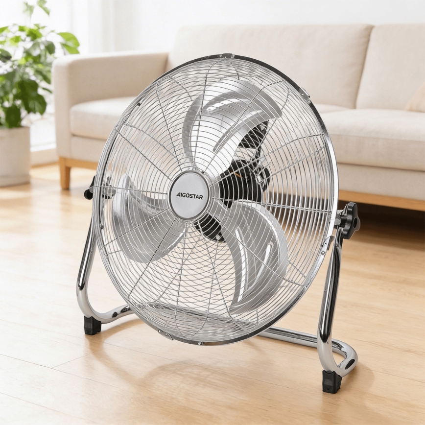 Aigostar - Ventilator de podea 100W/230V Ø 54 cm crom lucios