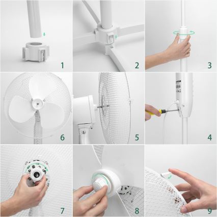 Aigostar - Ventilator de podea 45W/230V Ø 40 cm alb