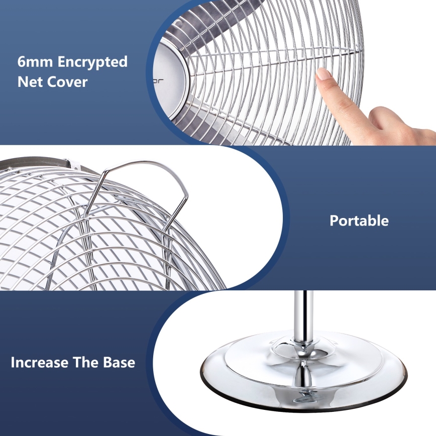Aigostar - Ventilator de podea 50W/230V diametru 45 cm crom