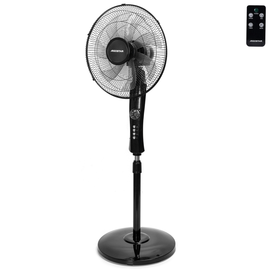 Aigostar - Ventilator de podea 50W/230V 130 cm negru + telecomandă