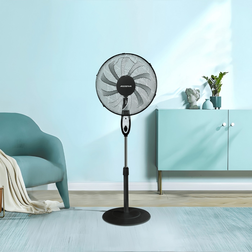 Aigostar - Ventilator de podea 55W/230V 130 cm, negru + telecomandă