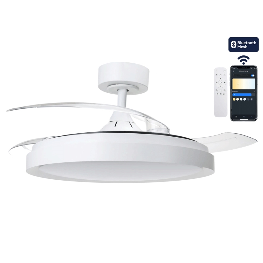 Aigostar - Ventilator de tavan LED dimabil, 50W/230V, 2700-6500K, diametru 106 cm, alb + telecomandă