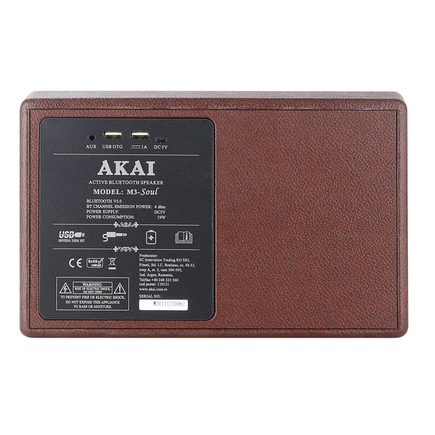 AKAI M3 SOUL COFFEE - Boxă wireless 20W/6000 mAh