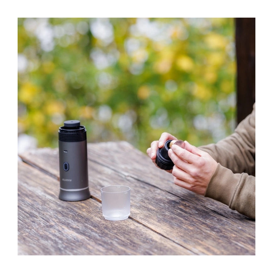 Aligator ACM002 - Cafetieră portabilă reîncărcabilă PortaCaffé 3în1 72W/7500 mAh gri