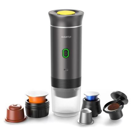 Aligator ACM002 - Cafetieră portabilă reîncărcabilă PortaCaffé 3în1 72W/7500 mAh gri