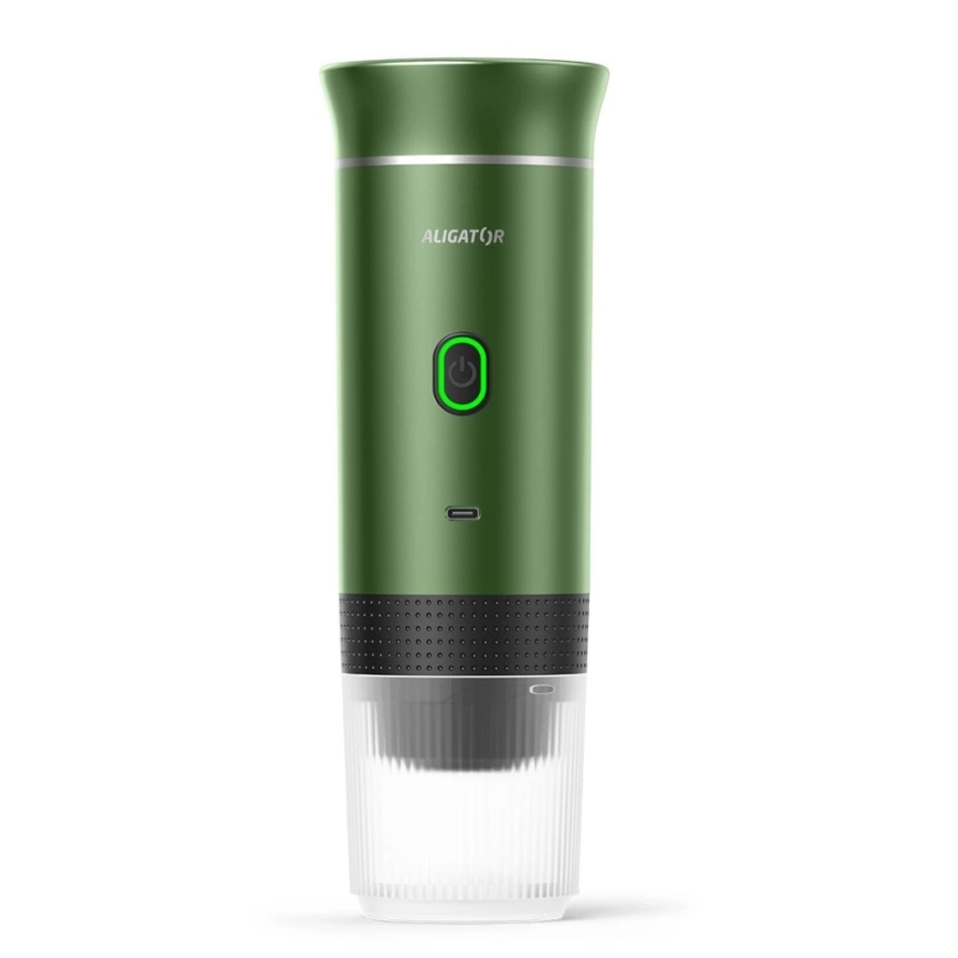 Aligator ACM003 - Cafetieră portabilă reîncărcabilă PortaCaffé 3 în 1, 72 W / 7500 mAh, verde