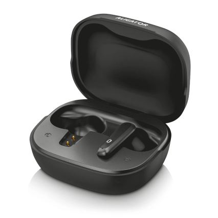 Aligator ATR10BK - Căști wireless 2-în-1 cu traducător integrat Pods Translate, 470 mAh + 2x 40 mAh, negru