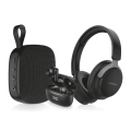 Aligator AUC001 - AUDIO COMBO 3-în-1: căști over-ear cu baterie 150 mAh, căști wireless cu baterie 200 mAh + 2x 30 mAh și difuzor cu 1200 mAh