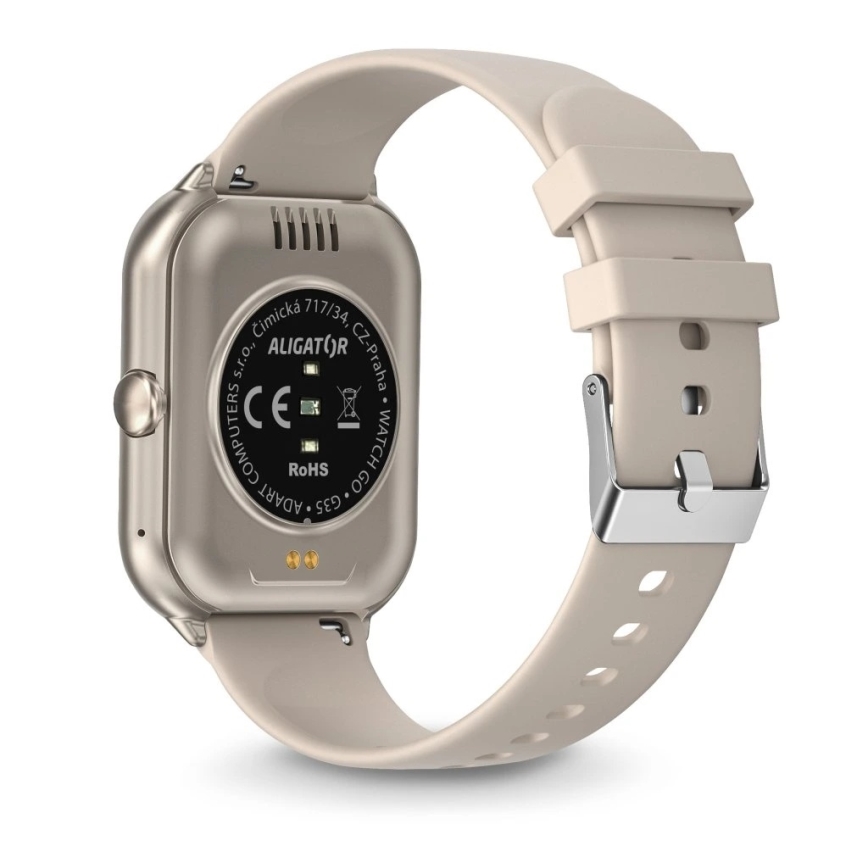 Aligator AW10SR – smartwatch Watch GO, baterie 220 mAh, IP67, crem