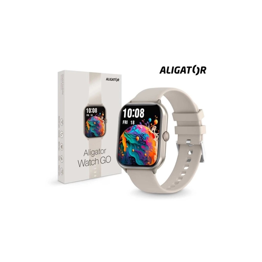 Aligator AW10SR – smartwatch Watch GO, baterie 220 mAh, IP67, crem