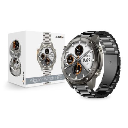 Aligator AW12BK - Ceas inteligent GPS, baterie 500 mAh, IP69K, negru