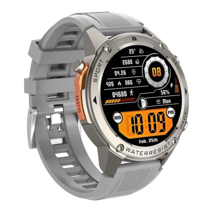 Aligator AW12SR - Ceas smartwatch GPS, 500 mAh, IP69K, argintiu