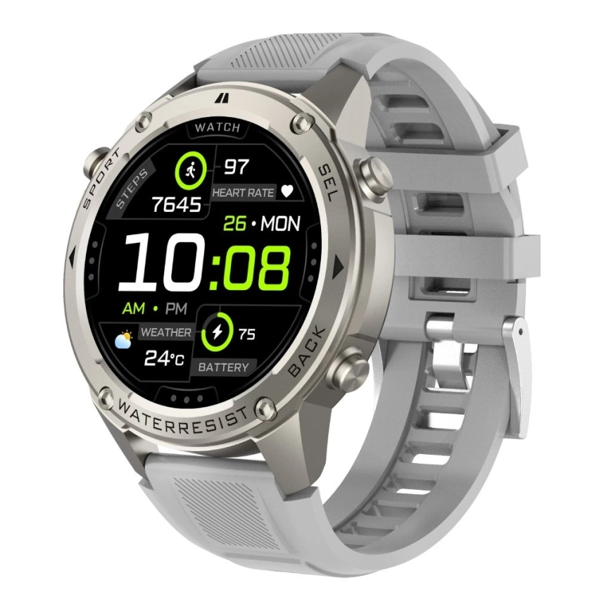 Aligator AW12SR - Ceas smartwatch GPS, 500 mAh, IP69K, argintiu