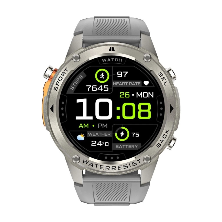 Aligator AW12SR - Ceas smartwatch GPS, 500 mAh, IP69K, argintiu