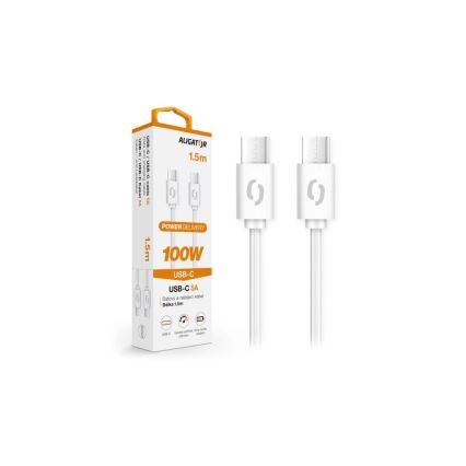 Aligator DATKP47 - Cablu USB-C la USB-C, Power Delivery 100 W, 1,5 m, alb