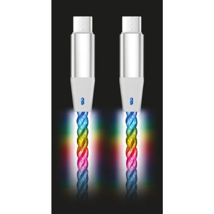 Aligator DATKP62 - cablu USB-C la USB-C cu iluminare LED, Power Delivery 65 W, 1,2 m