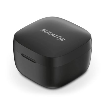 Aligator TWS05 – Căști wireless Pods LITE, carcasă 200 mAh + 2 x 30 mAh (căști), grad de protecție IP30, negru