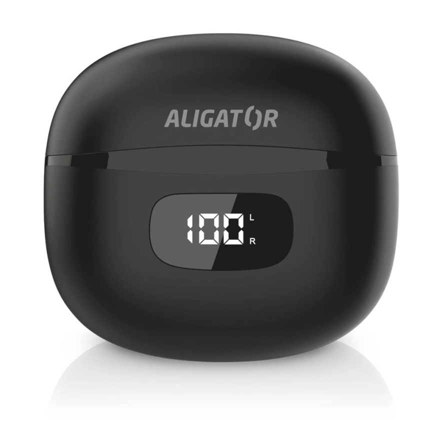 Aligator TWS08BK – Căști wireless cu anulare activă a zgomotului (ANC), capacitate baterie 200 mAh + 2 x 30 mAh, IP40, negru