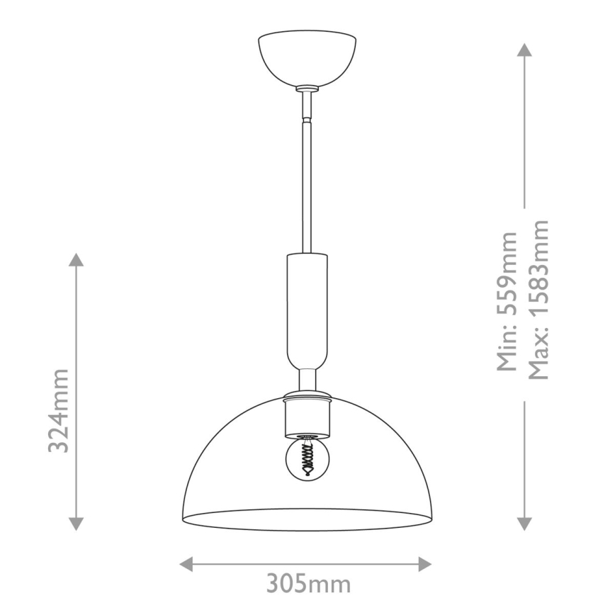 Alora Mood - Pendul pe tijă JUDE, 1xE27/60W/230V, negru