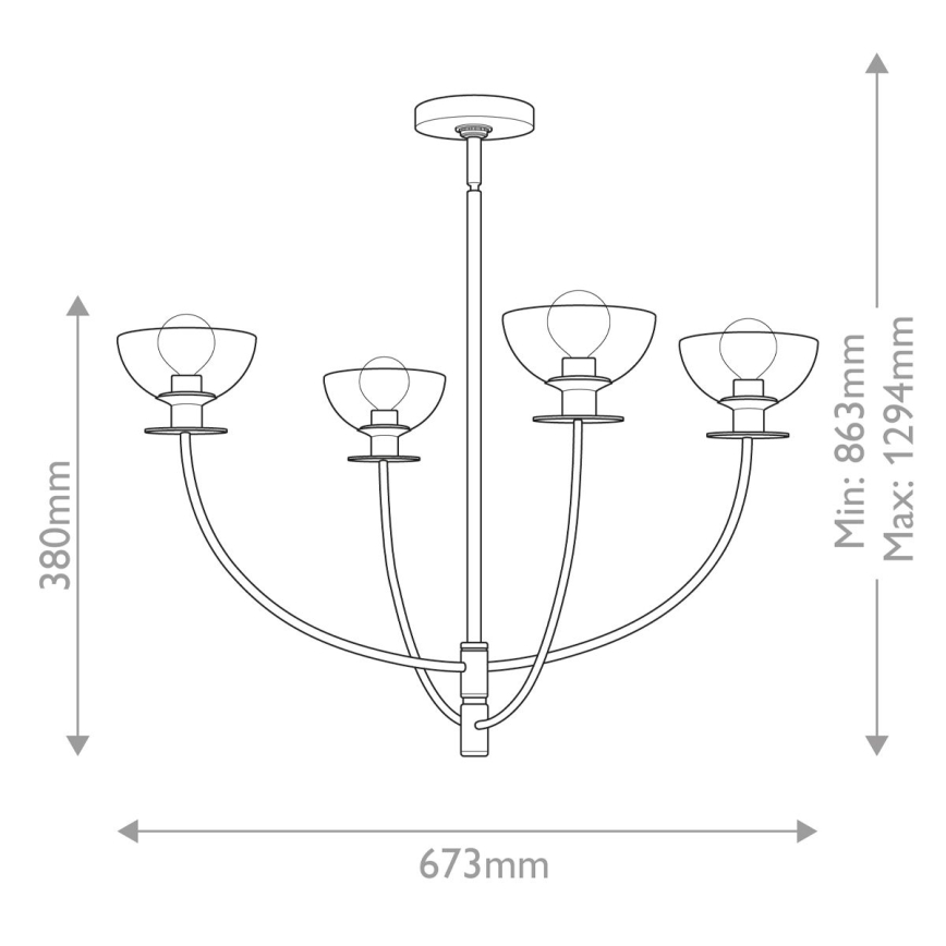 Alora Mood - Lustră cu tijă SYLVIA, 4xE14/40W/230V, neagră
