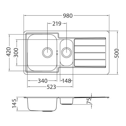 ALVEUS 1082440 - Chiuvetă de bucătărie LINE 98x50 cm inox/satinat
