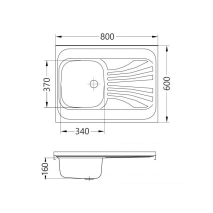 ALVEUS 1095618 - Chiuvetă de bucătărie CLASSIC 80x60 cm inox satinat, fără margine, reversibilă