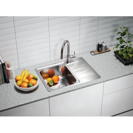 ALVEUS 1144603 - Chiuvetă de bucătărie LINE, 61,5 x 50 cm, inox satinat, fără valvă excentrică