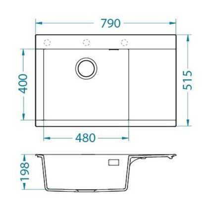 ALVEUS 1149503 - Chiuvetă de bucătărie PURE, 79 x 51,5 cm, granit, negru