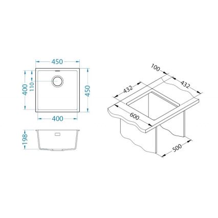 ALVEUS 1150047 - Chiuvetă de bucătărie OMNI 45 x 45 cm, granit/bej
