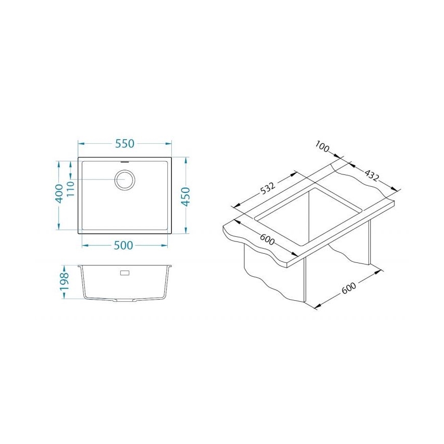 ALVEUS 1150051 - Chiuvetă de bucătărie OMNI 55x45 cm granit/albă