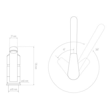 ALVEUS 1150800 - Baterie pentru chiuvetă CLARA, 13,5 cm, granit/negru