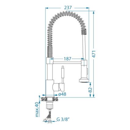 ALVEUS 1150886 - Baterie pentru chiuvetă cu braț flexibil și duș URBAN 47,1 cm satin