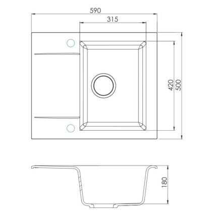 ALVEUS SETA23197 - Chiuvetă de bucătărie CADIT 59x50 cm + baterie pentru chiuvetă cu braț flexibil MINTAS 34 cm granit/negru mat