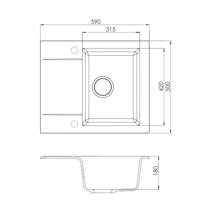 ALVEUS SETA23197 - Chiuvetă de bucătărie CADIT 59x50 cm + baterie pentru chiuvetă cu braț flexibil MINTAS 34 cm granit/negru mat